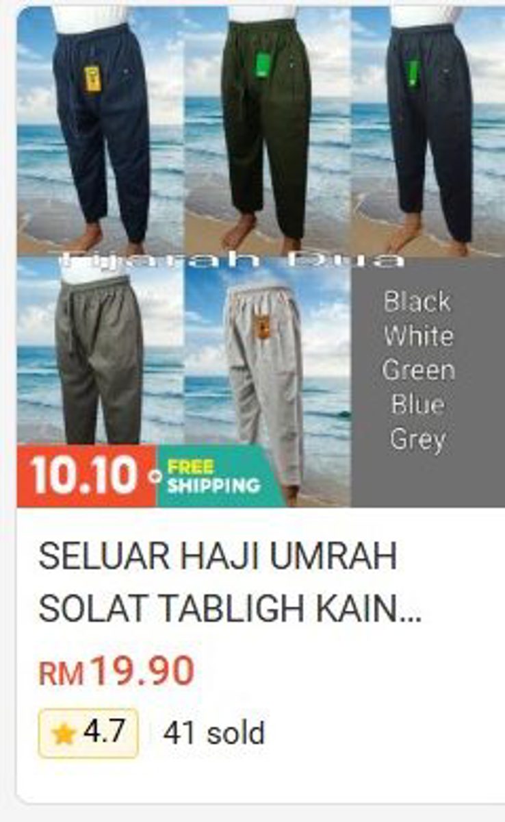Seluar Haji Umrah Solat Tabligh