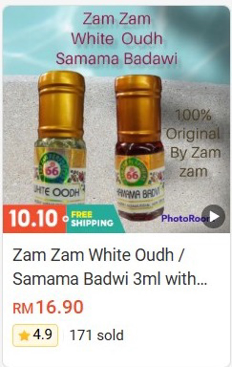 Zam Zam White Oudh / Samama Badwi 3ml Perfume & Attar