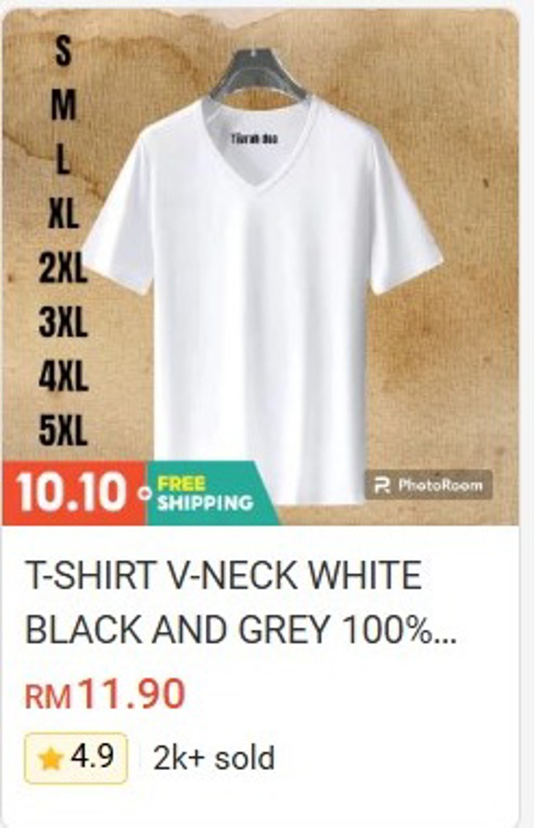 T-Shirt V-Neck (White, Black, Grey)