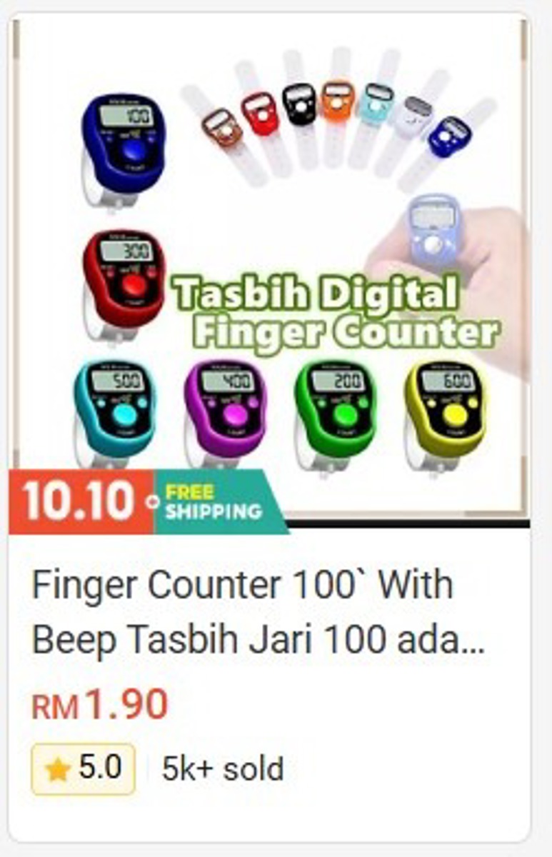 Finger Counter 100 with Beep (Tasbih Jari) Tasbih
