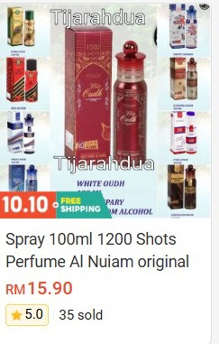 Al Nuaim Perfume Spray 100ml (1200 Shots) Perfume & Attar