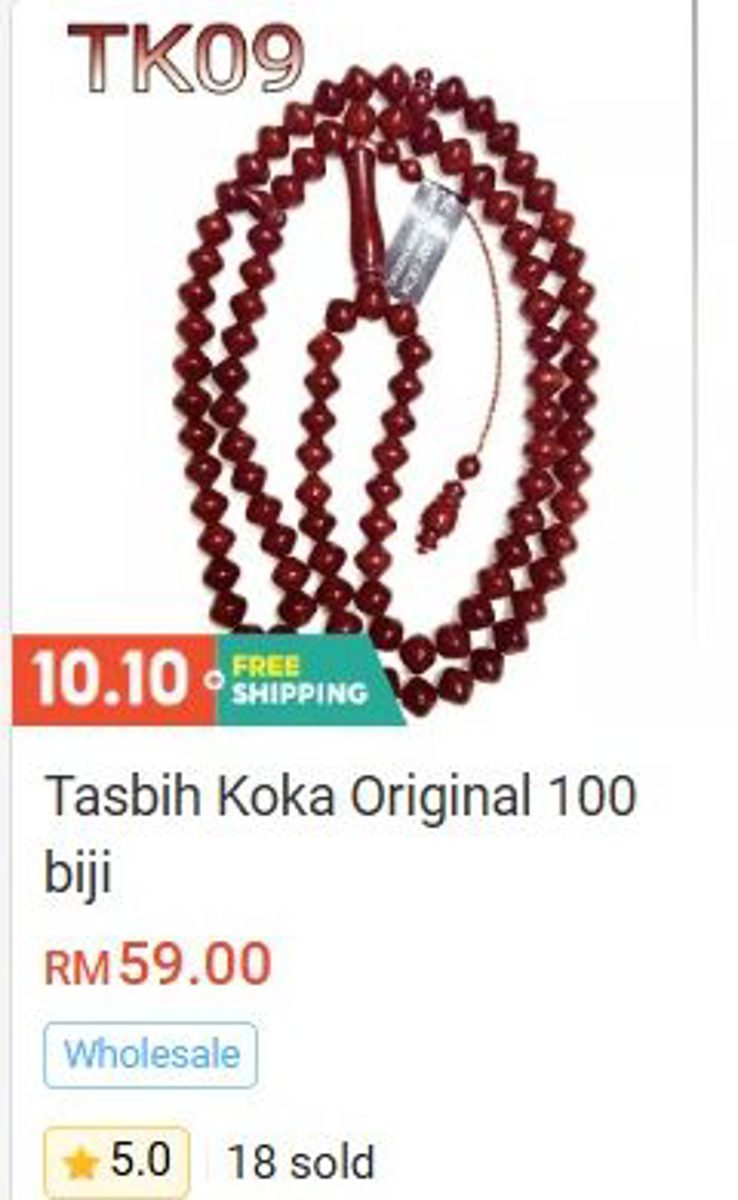Tasbih Koka Original 100 Beads Tasbih