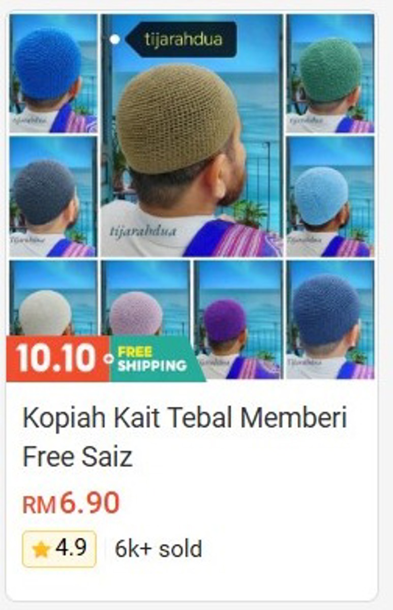 Kopiah Kait Thick Free Size