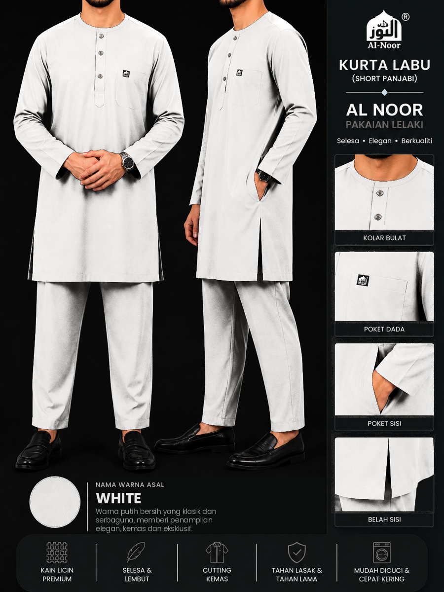 Al Noor Kurta Labu Kain Cotton Leher Bulat