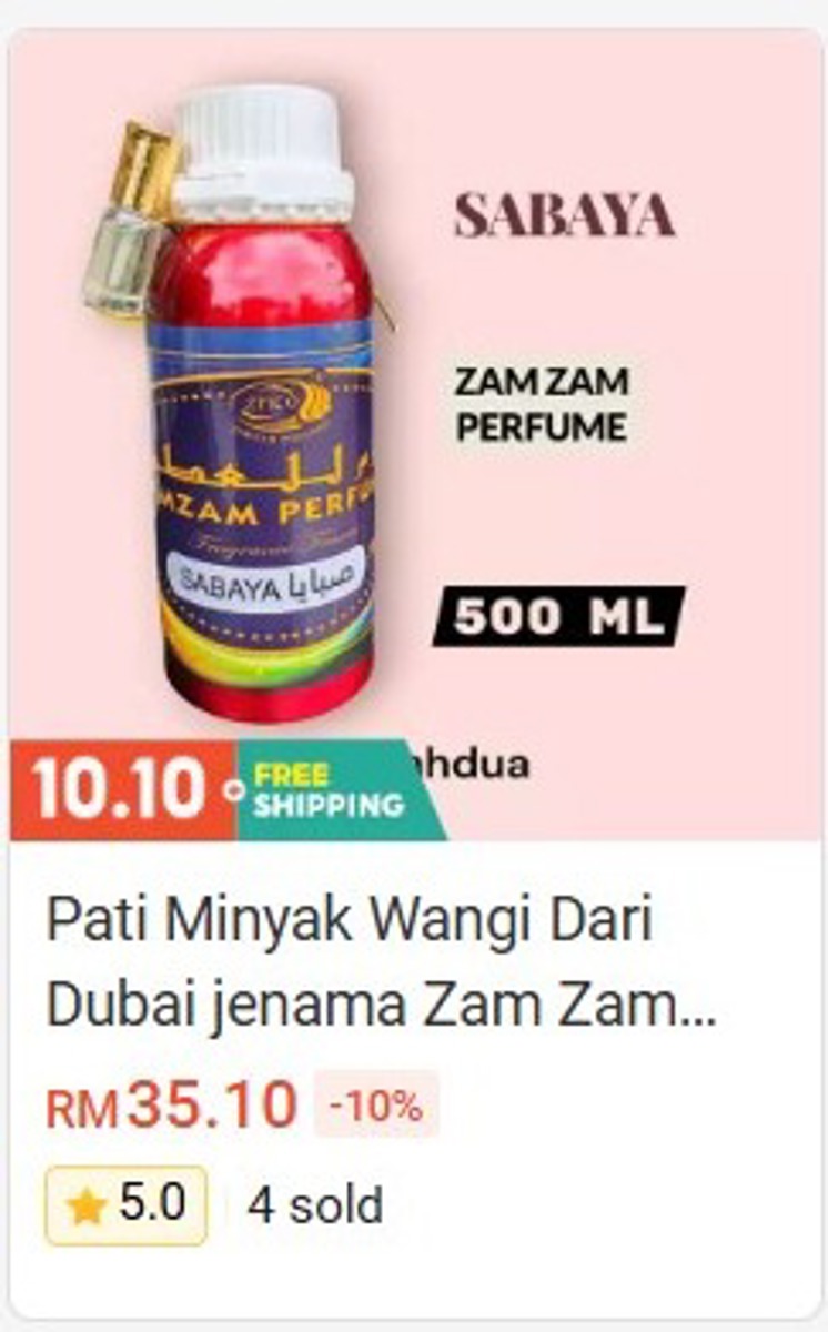 Pati Minyak Wangi from Dubai (Zam Zam) Perfume & Attar