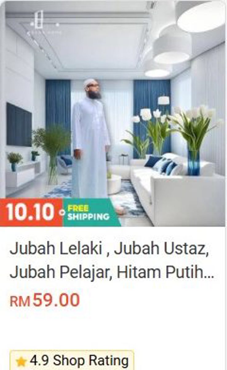 Jubah Lelaki / Ustaz / Pelajar (Black & White) Clothing