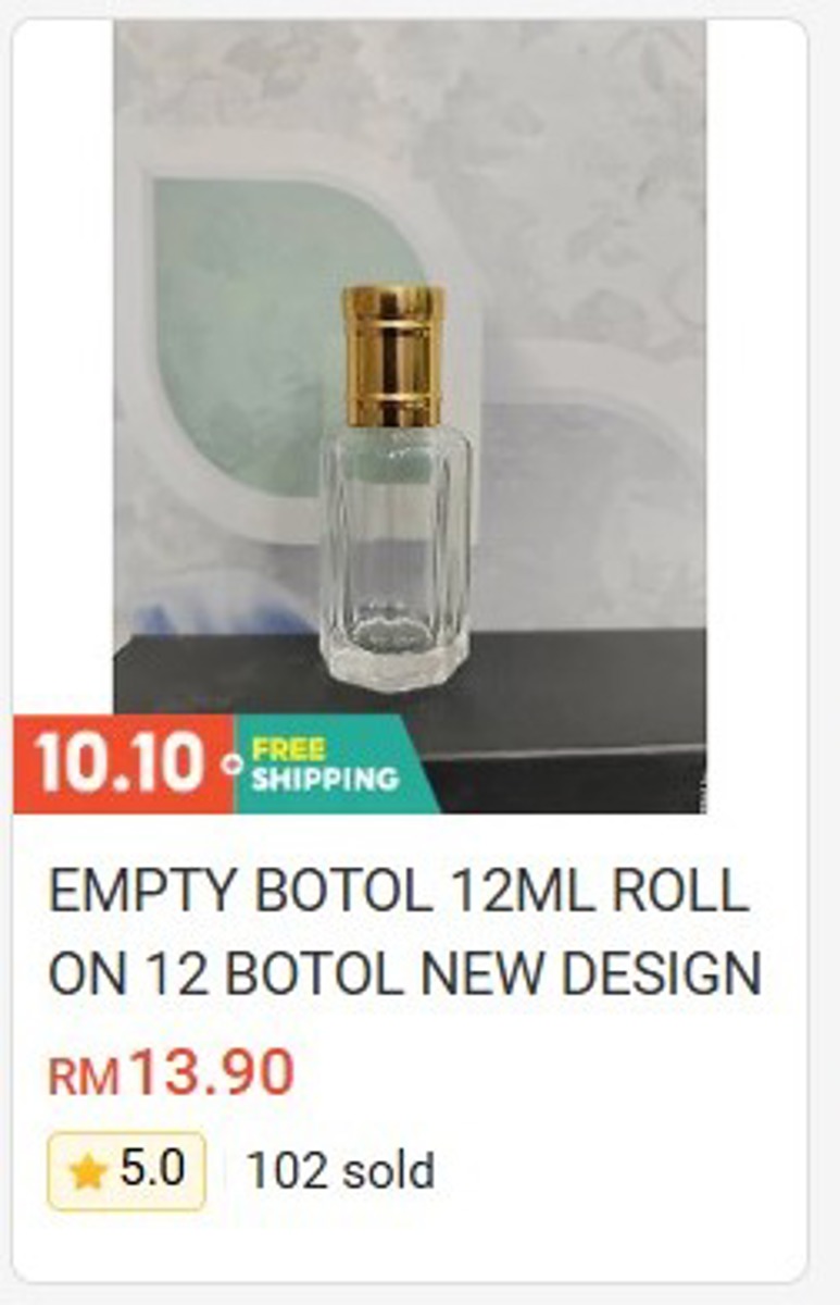 Empty Bottle 12ml Roll-On (Set of 12, New Design) Empty Bottles