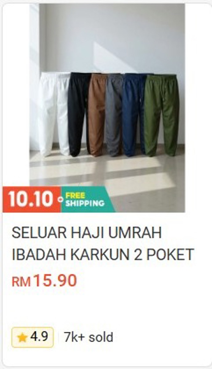 Seluar Haji Umrah Ibadah Karkun 2 Pockets